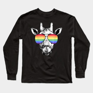 Lgbt Gay Pride Rainbow Flag Giraffe Lgbtq Long Sleeve T-Shirt